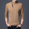 Double Sided Velvet Men Casual Sweater Fashion Versatile Autumn Winter Long Sleeve Solid Embroidered Button Bottoming Pullovers