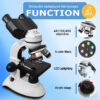 Binocular Compound Microscope for Students,40X-2000X Acrylic Transparent Stage Microscope,Microscope Kit for Adults and Beginner