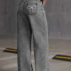 HOUZHOU Women's Loose Fit Distressed Straight Leg Jeans Blue Sweet Bow Embroidery Denim Trousers Casual Baggy Jeans with Pockets