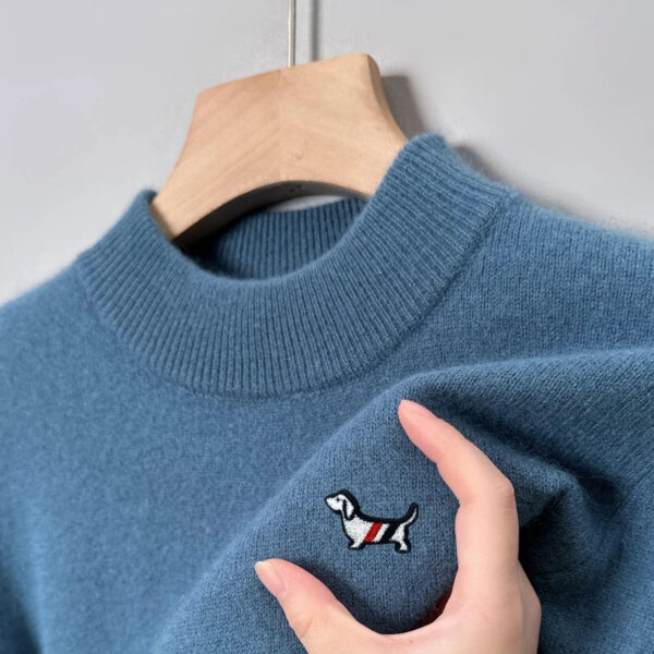 Sf5267e864bb84ca58f74b5d2b3dfdc15D.jpg Hot Sale Luxury Quality Men's Knit Sweater Mock Neck Dog Embroid Pullover Autumn Winter Exquisite Fashion Soft Warm Men's Wear