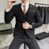 Sf5a20ae9409e4738b35b021b1c429ae8u.jpg ( Jacket + Vest + Pants ) High-end Brand Boutique Fashion Solid Color Mens Casual Business Suit 3Piece Set Groom Wedding Dress