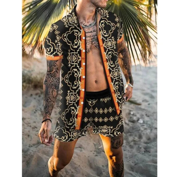 Sf5ba9d3c65d341158fe6c074baa6dfcew.jpg 2024 Summer Men's Fashion Leopard Print Short Sleeve Shirt And Shorts Set Beach Style T Shirt Breathable Shorts Two Piece Set