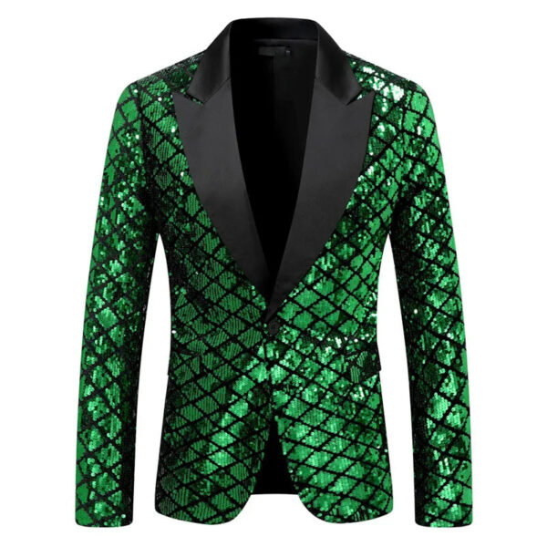 Sf61dd0e9aa5b483992c0941d3e0850446.jpg Fashion Men Luxurious Sequin Plaid Suit Jacket Gold / Silver Singer Host Stage Party Loose Dress Blazer Coats