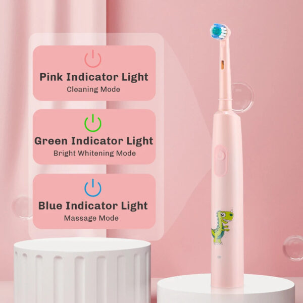 Sf66e51983d164225b4b9dee7587248d4u.jpg Rotating Electric Toothbrush Children Teeth Cleaning with Replacement Head Ultrasonic Waterproof Rechargeable Sonic Toothbrush