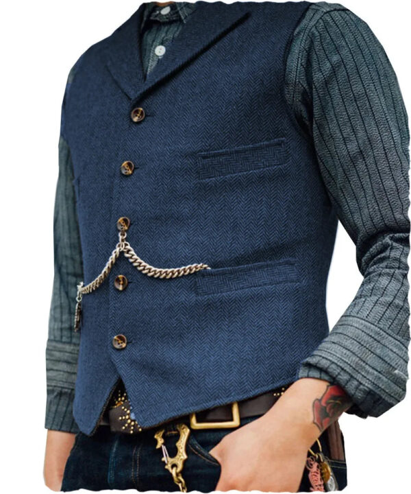 Sf6c2e9b10fe94a49b4091dbf87d277b1I.jpg Wool Tweed Men's Suits Vest for Groomsmen Wedding Lapel Casual Slim Business Vests Sleeveless Waistcoat Male Gilet Homme Vests