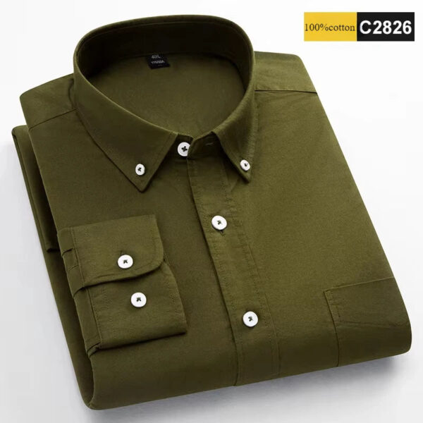 Sf6f836a7bcc84eac8b70cbc59fc73478T.jpg New in shirt 100%cotton long-sleeve shirts for men fashion Casual plain shirt solid color Oxford single pocket top white clothes