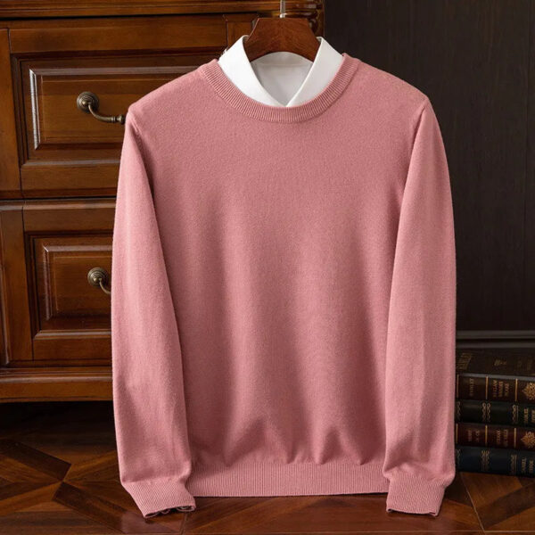 Sf6ff861d52c4417e8d57863b2e60753dG.jpg Men's 100% Cashmere Sweater O-Neck Pullovers Knit Large Size Wool Sweater Winter New Tops Long Sleeve High-End Jumpers