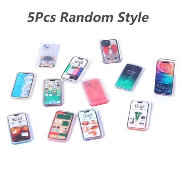 Sf8125a7cdeef45f088a675264bc757da8.jpg 5Pcs 1:12 Dollhouse Miniature Mobile Phone Fashionable and compact Simulation Smartphone Model Kids Pretend Play Accessories