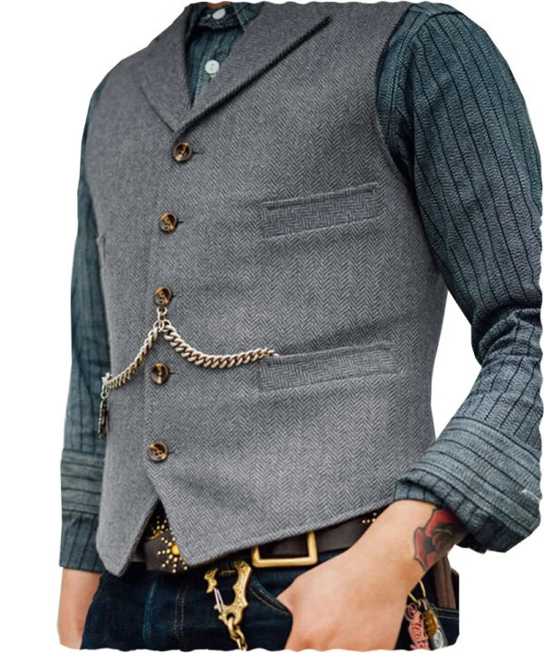 Sf81be64849534aec895b888295ee084fa.jpg Wool Tweed Men's Suits Vest for Groomsmen Wedding Lapel Casual Slim Business Vests Sleeveless Waistcoat Male Gilet Homme Vests