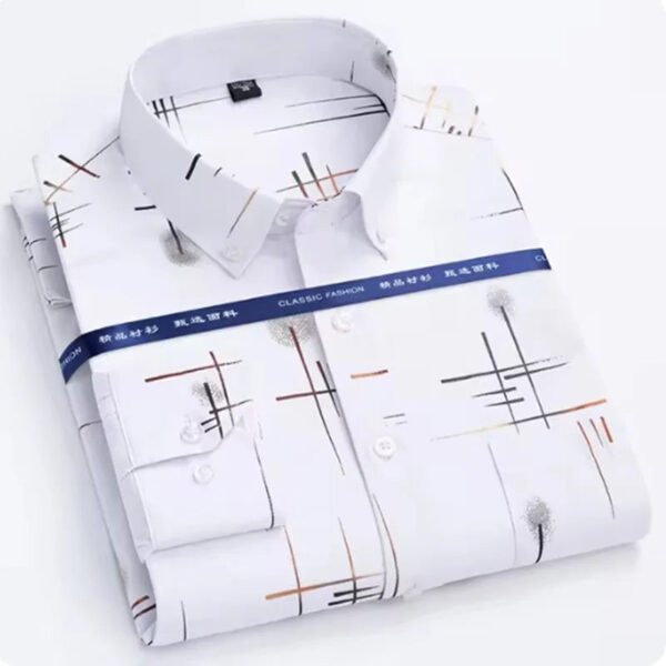 Men's Long Sleeved Shirt Hot Selling Spring Autumn Wrinkle Free Long Sleeve Stylish Business Casual Printe Thin Slim Fit Clothes