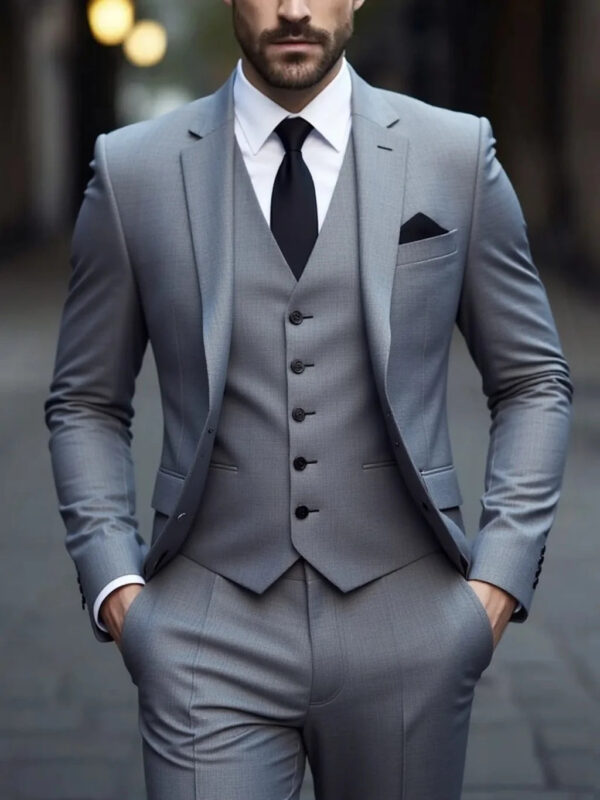 Sf8fedb5bd2c04a3f9caa151ad5e9c897J.jpg Men's Three-Piece White Suit, Anti-Wrinkle, No-Iron, Anti-Stick Fur Business Formal Suit, Four-Season Workplace Work Clothing Dr