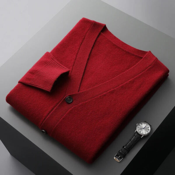 Sf903c60fe5e64d01865d7a3af8f2b03cF.jpg 100% merino wool Men's Cardigan Cashmere Sweater Autumn And Winter Knitted Jacket Solid Color Long-Sleeved High Quality Top