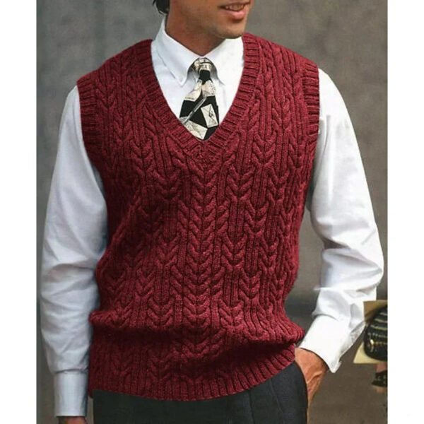 Sf945576a39a742f0b21f625cb0f24acaj.jpg 2026 Men's Autumn Winter Warm Casual Knitted Sweater Vest Sleeveless V Neck Fleece Western Sweaters for Men Sueter Para Hombre