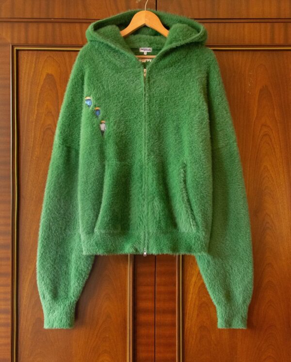 Men Casual Versatile Rugby Knit Sweater for Autumn and Winter Niche Design Green Exploration Pattern Embroidery Loose Pullover