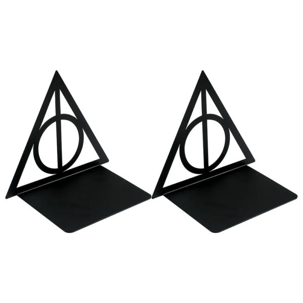 Triangle graphic book end, metal heavy-duty book end, fan organized desktop, home office, iron book end