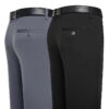 Sf9f90555384e4b08a2e77e4e7e343899o.jpg Suit Pants Men Business Casual Trousers Formal Dress Straight Pants Elastic Black Navy Blue Male Clothing