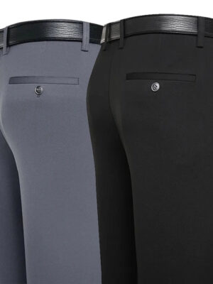 Sf9f90555384e4b08a2e77e4e7e343899o.jpg Suit Pants Men Business Casual Trousers Formal Dress Straight Pants Elastic Black Navy Blue Male Clothing