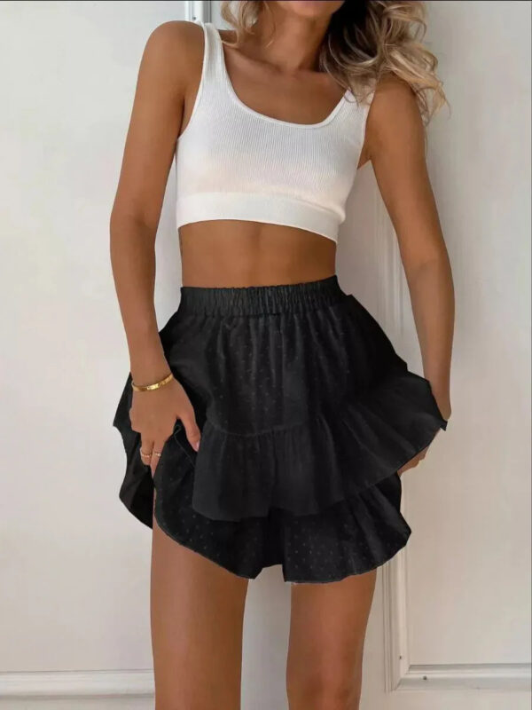 Sfa3534e5d68c4e6889a471e97d496825q.jpg Bornladies Sweet Ruffled Shorts Women's Summer Korean Style Polka Dot With Lining Short Skirt High Waisted 100% Cotton Shorts