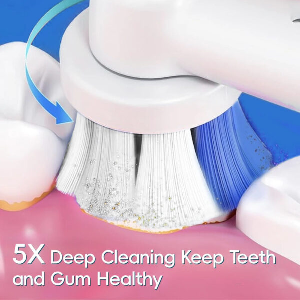 Sfa515298e2a142fab0ef0029abba6d70X.jpg Smart Rotating Electric Toothbrush, Round Head Rechargeable Electric Toothbrush with 6 Heads, Compatible with Oral B Brush Heads