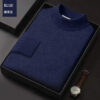Sfabf8dbd2f944a49b4e01cedc3da48f4T.jpg Luxury Brand Men's Mock Collar 100% Pure Woolen Sweater Tops Autumn Winter Cashmere Sweater Pullover Male Warm Knitwear Sweater