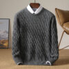 Sfb228c1f4c2d4ad9bbcf6c754f141cca4.jpg Autumn Winter Thickened Cashmere Sweater 100% Merino Wool Men's Top O-Neck Twisted Pullover Knitted Loose Long Sleeve Sweater