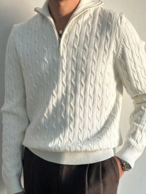 Sfb236002ee844c21be1685b89020006aV.jpg Autumn and Winter Turtleneck Casual Knitted Sweater Thickened Warm Pullover Sweater Zipper Business Versatile Slim Base Shirt