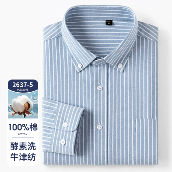 Sfb7357835d564461996fffe6c4cb4019j.jpg New 100% Pure Cotton Oxford Men's Plaid Shirts Male Business Casual High Quality Long sleeve Shirt for Men Pocket Shirt S-5XL