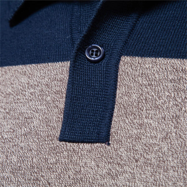 AIOPESON Mens Strip Cotton Button-up Polo Collar Sweater Knit Casual Business Sweaters for Men