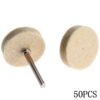 Sfc34131da886412497af1df367a0f50by.jpg 50Pcs 25mm Wool Felt Polishing Buffing Wheel Grinding Polishing Pad+2Pcs 3.2 mm Shanks for Dremel Accessories Rotary Tool