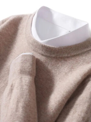 Sfc567915c00e4fb5b62fd2a83e4ca455F.jpg Autumn Winter Men Cashmere Sweater O-neck Soft Warm Pullovers Male Loose Knitted Shirt Korean men's winter blouse