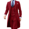 Royal Blue Long Tail Coat 3 Piece Gentleman Man Suit Smoking Da Sposo Moda Maschile Per Giacca Da Ballo Da Sposa Gilet Con