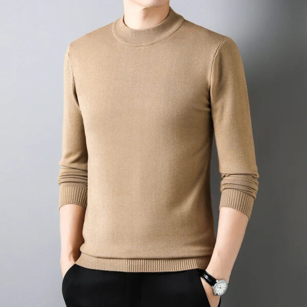 Sfd432de75b234b8f94e9cdcfa9d5f17ct.jpg Half Turtleneck Knitwear Sweater New Autumn/Winter Mock Neck Sweatshirts Solid Color Pullovers Man Brand Casual Mens Clothing
