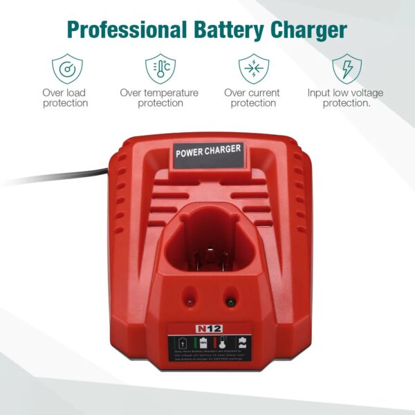 Sfd5ddaf3fa5a4498872a119ff1f17ddan.jpg Battery Charger For Milwaukee M12 N12 Lithium-Ion Battery 3A fast charging Replacement 48-11-2401 48-11-2402 C12B C12BX