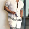 Sfd8e97efcabe48a7a16fe6318b40a0396.jpg 2024 Summer Men's Temperament Shirt Set Men's Hawaii Vacation Short Sleeve Top Drawstring Shorts 2 Pcs Boutique Party Dresses