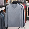Sfe4899c12d4b4fd688db84124213933cU.jpg 2025 Men's V-Neck Basic Solid Color Sweatshirt Warm Autumn Knitted Oversize Pullover Elastic round Neck Sweater for Casual Wear