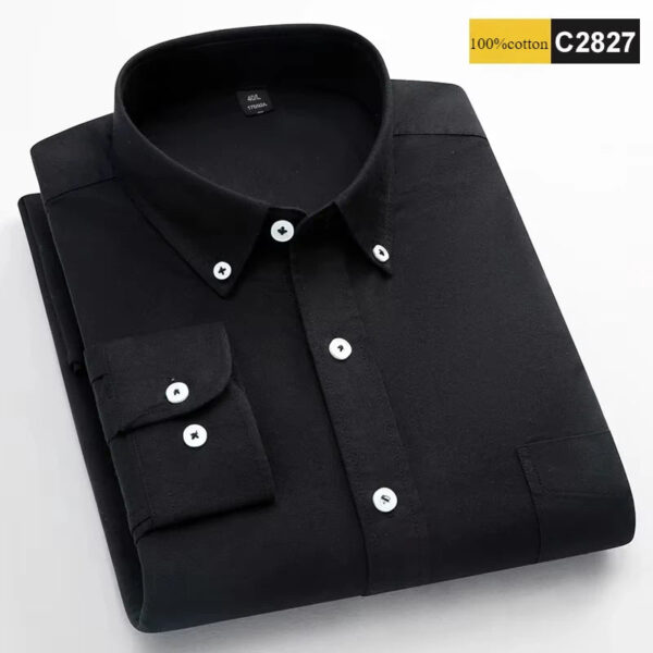 Sfe5a22af5bbb490ab44c86da2664736fY.jpg New in shirt 100%cotton long-sleeve shirts for men fashion Casual plain shirt solid color Oxford single pocket top white clothes