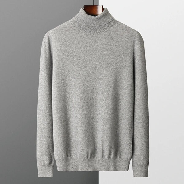 Autumn Winter New Men's 100% Cashmere Sweater Lapel Knitted Pullover Lightweight Warm Long Sleeve Solid Color Tops