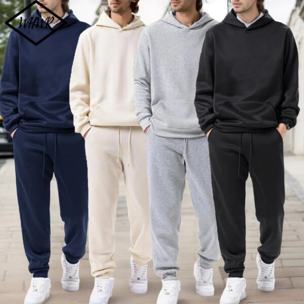Sff36c222e90b436eb7844b68010d4a63t.jpg Men's Autumn and Winter Solid Color Hoodie+jogging Pants Two-piece Set Fashionable Outdoor Casual Sportswear Men's Tracksuit