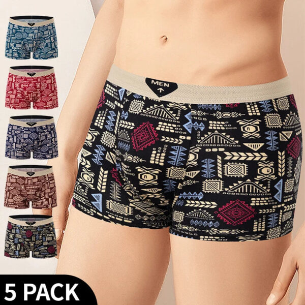 Sff36fddd5ab54ad8ae9805beb6610c24v.jpg 4/5Pcs European and American Size MEN'S Printed Fashion Boyshort Comfortable MEN'S Waist plus Size Underwear Sexy Swimming Trunk