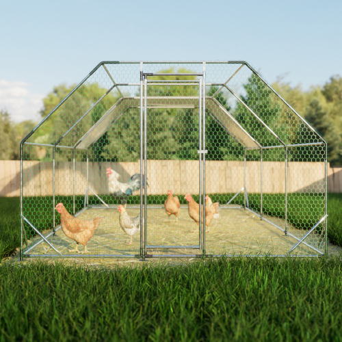 10 Ft. X 20 Ft. Galvanized Large Metal Walk in Chicken Coop Cage Farm