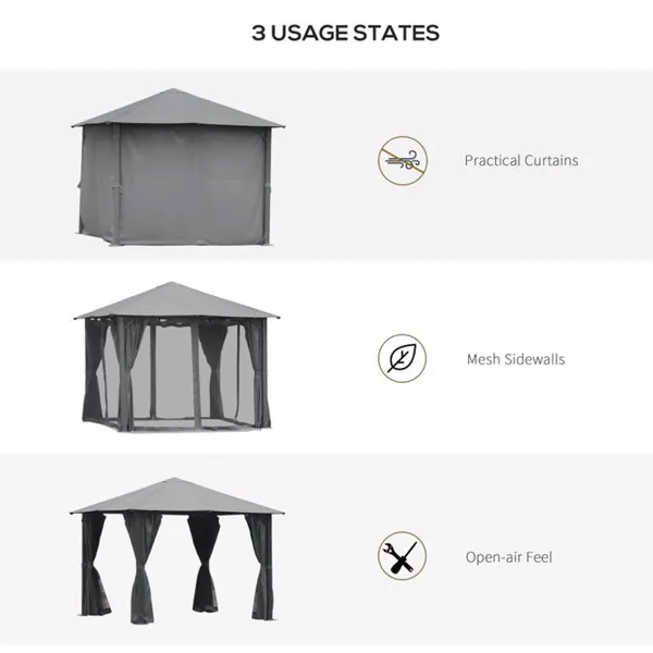 10ft X 10ft Patio Gazebo-black-as 10ft X 10ft Patio Gazebo-black-as