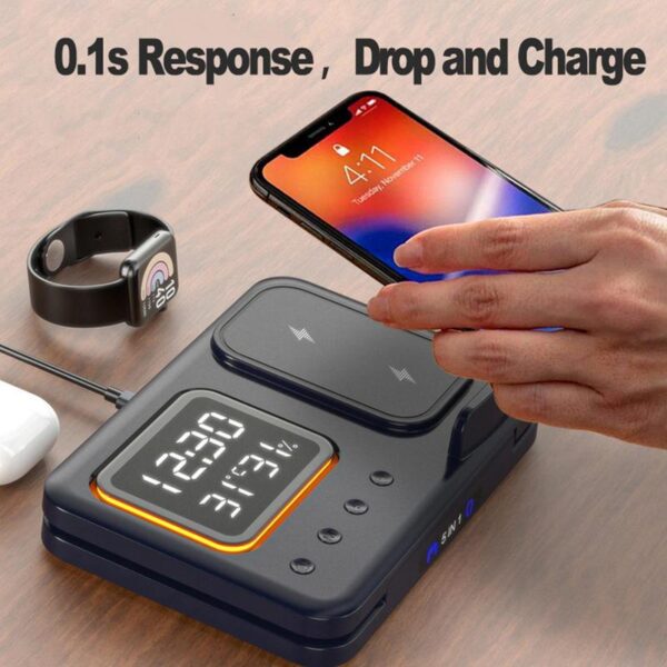 15W Wireless Chargers Stand 5 In1 LED Digital Alarm Clock Fast Charging 15W Wireless Chargers Stand 5 In1 LED Digital Alarm Clock Fast Charging