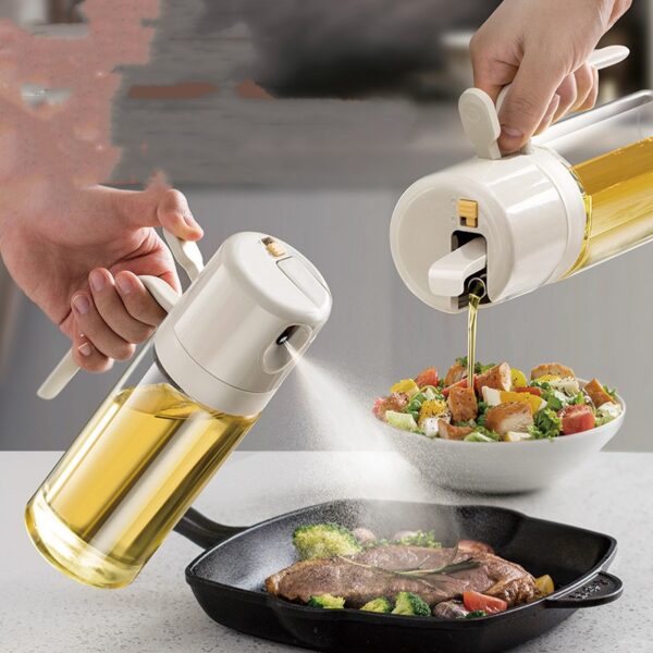 2 in 1 Oil Sprayer Bottle BBQ Cooking Dispenser Olive Pourers Kitchen