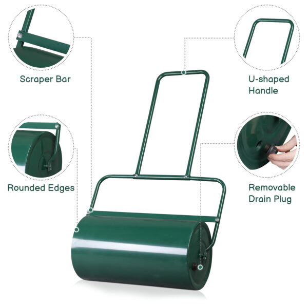 24 Inch Green Iron Lawn Roller Cylindrical Garden 24 Inch Green Iron Lawn Roller Cylindrical Garden