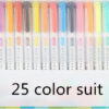 25 Colors Double Head Highlighter Pen Mildliner Fluorescent