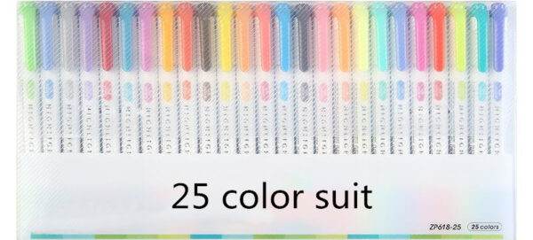 25 Colors Double Head Highlighter Pen Mildliner Fluorescent