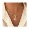 26 English Letter Necklace Stainless Steel Clip Chain Imitation Pearl