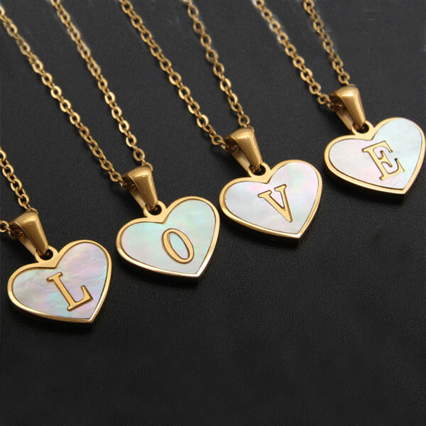 26 Letter Heart-shaped Necklace White Shell Love Clavicle Chain Fashion