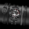 2pcs Men's Popular Steel Strip Fashion Business Three Eye Quartz Watch 2pcs Men's Popular Steel Strip Fashion Business Three Eye Quartz Watch