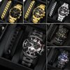 2pcs Men's Popular Steel Strip Fashion Business Three Eye Quartz Watch 2pcs Men's Popular Steel Strip Fashion Business Three Eye Quartz Watch
